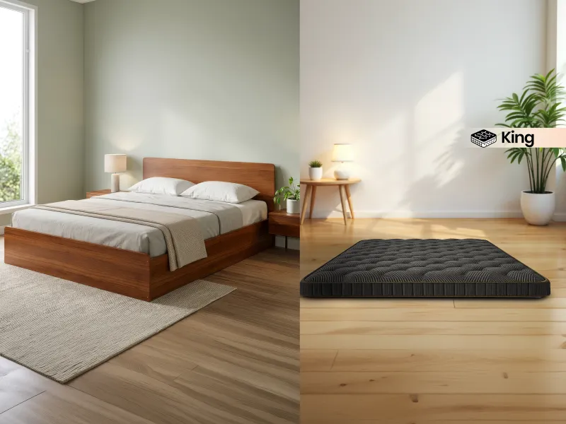 Luna King Engineered Wood (74 inch x 80 inch) With Premium Foam Mattress King Size (78 x 72 x 4 inches)